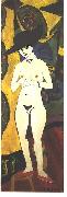 Ernst Ludwig Kirchner Female nude with black hat oil on canvas